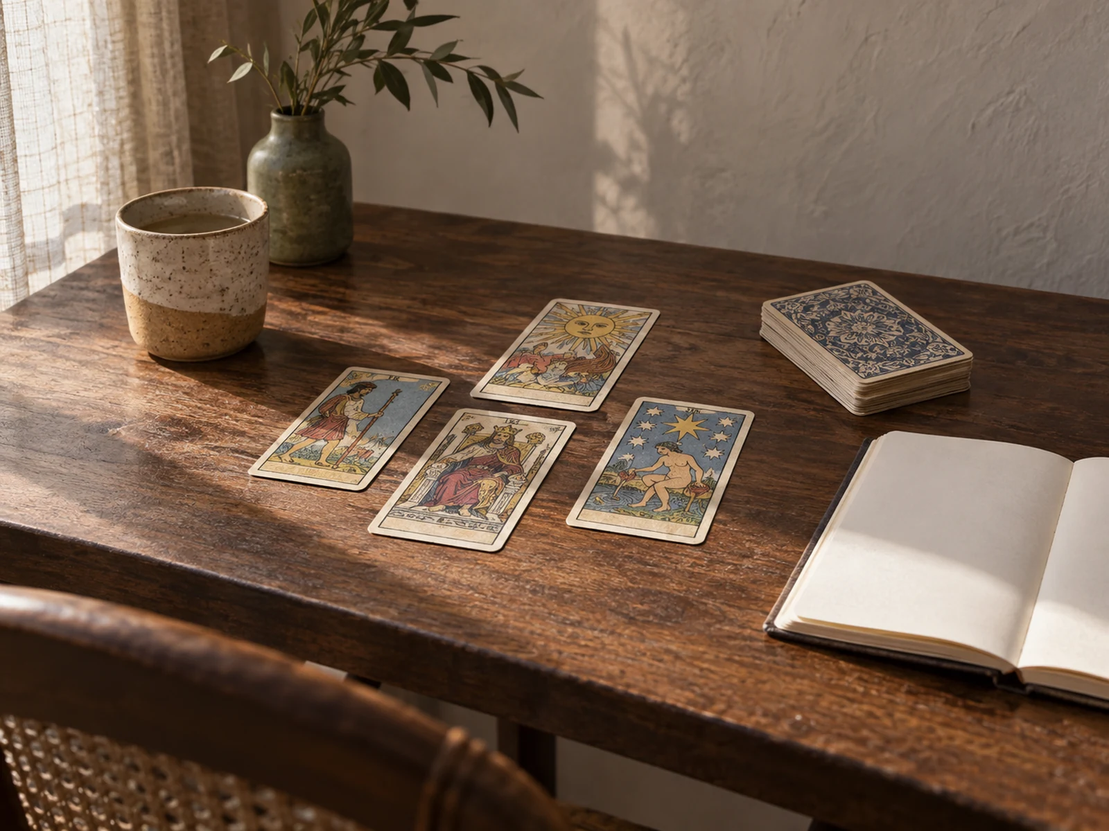 Escena de lectura de tarot para la guía online de Arequipa