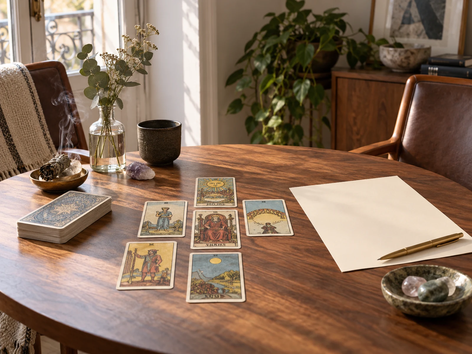 Escena de lectura de tarot para la guía online de Ayacucho