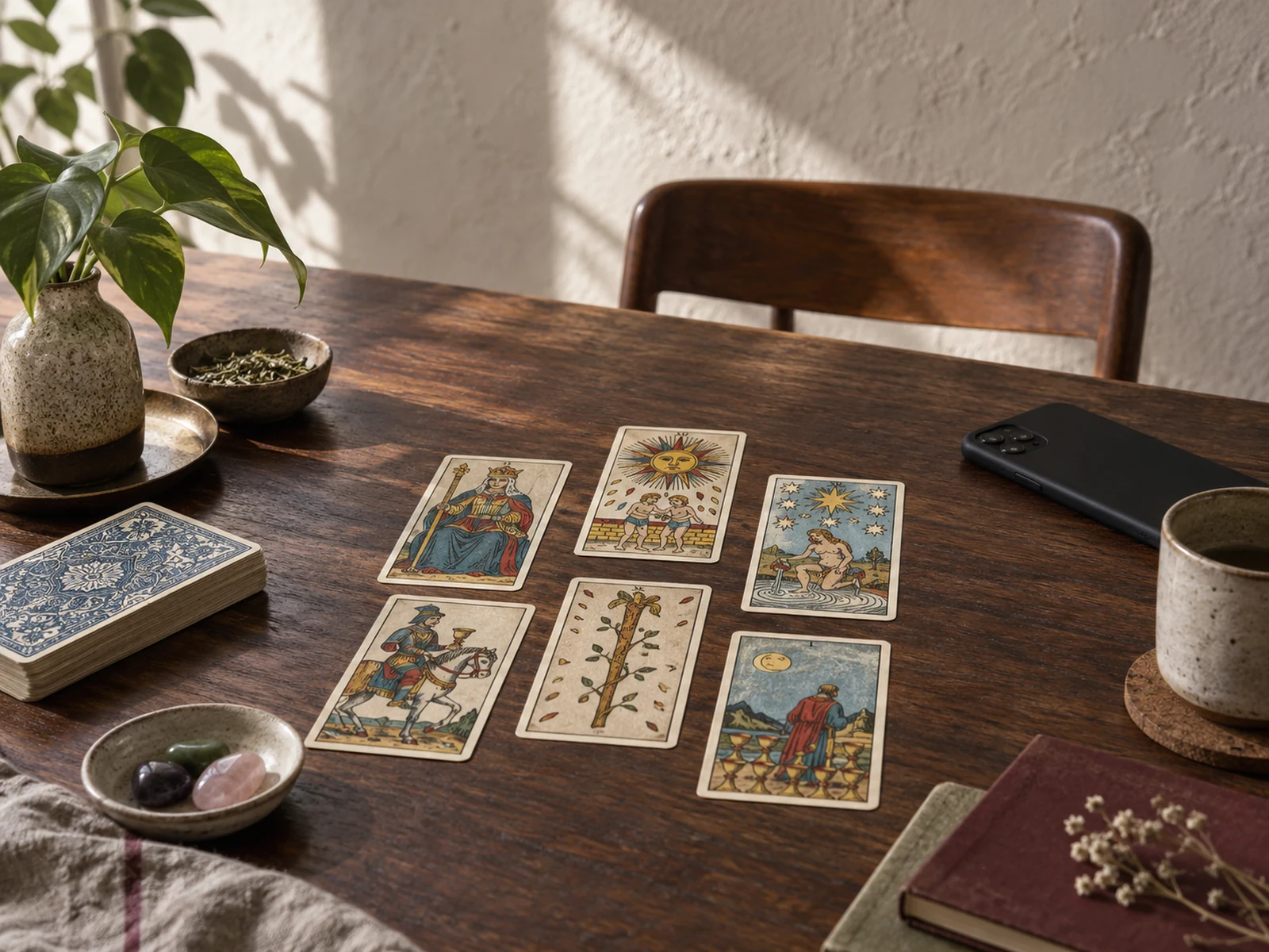 Escena de lectura de tarot para la guía online de Cajamarca