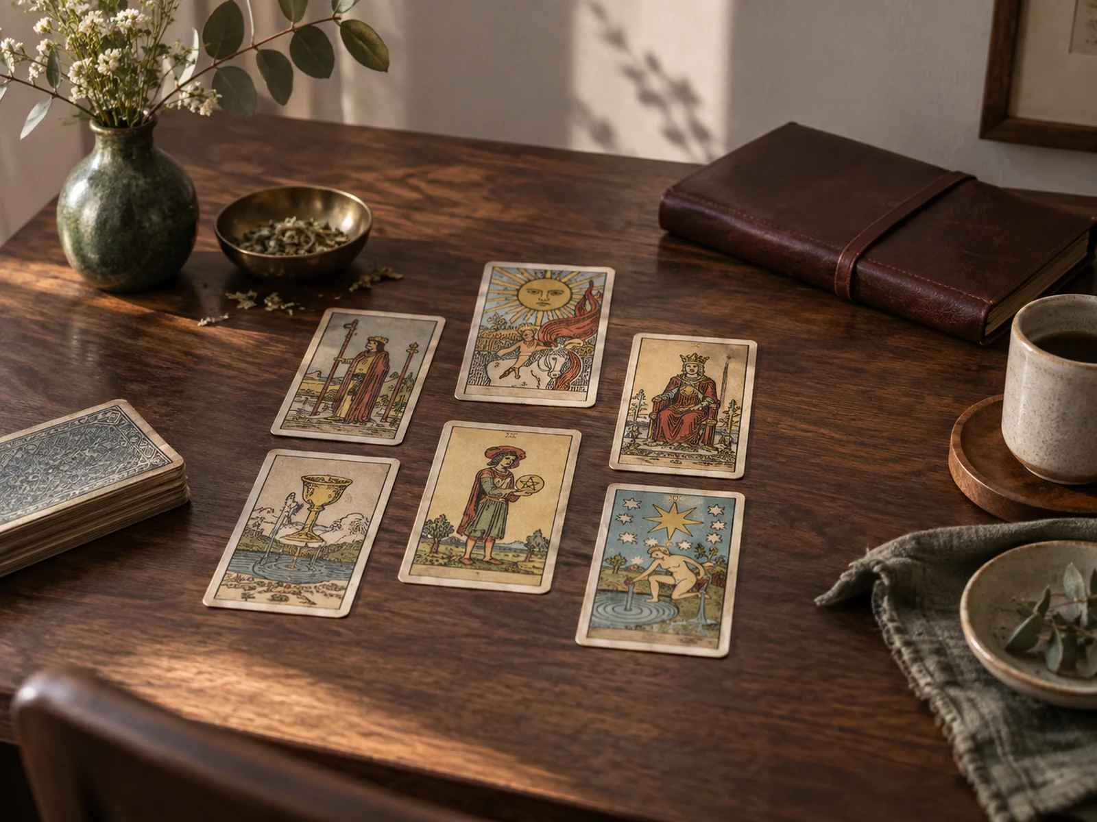 Escena de lectura de tarot para la guía online de Puno